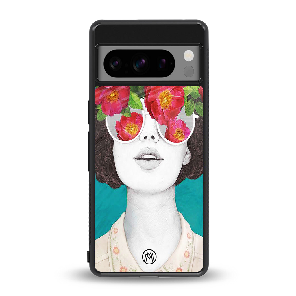 flowery eyes back phone cover | glass case for google pixel 8 pro