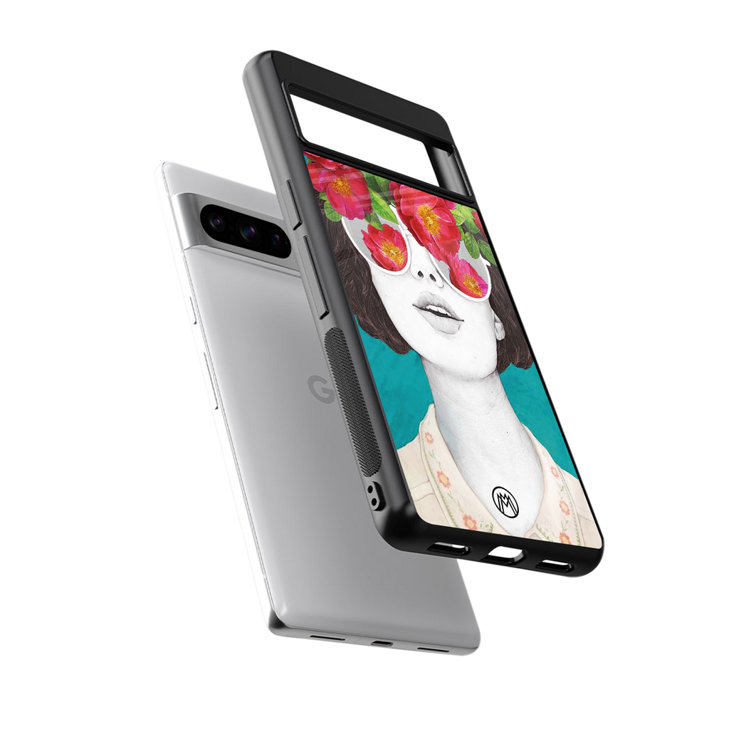 flowery eyes back phone cover | glass case for google pixel 8 pro