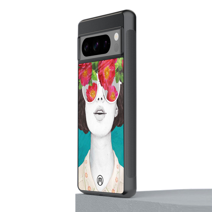 flowery eyes back phone cover | glass case for google pixel 8 pro