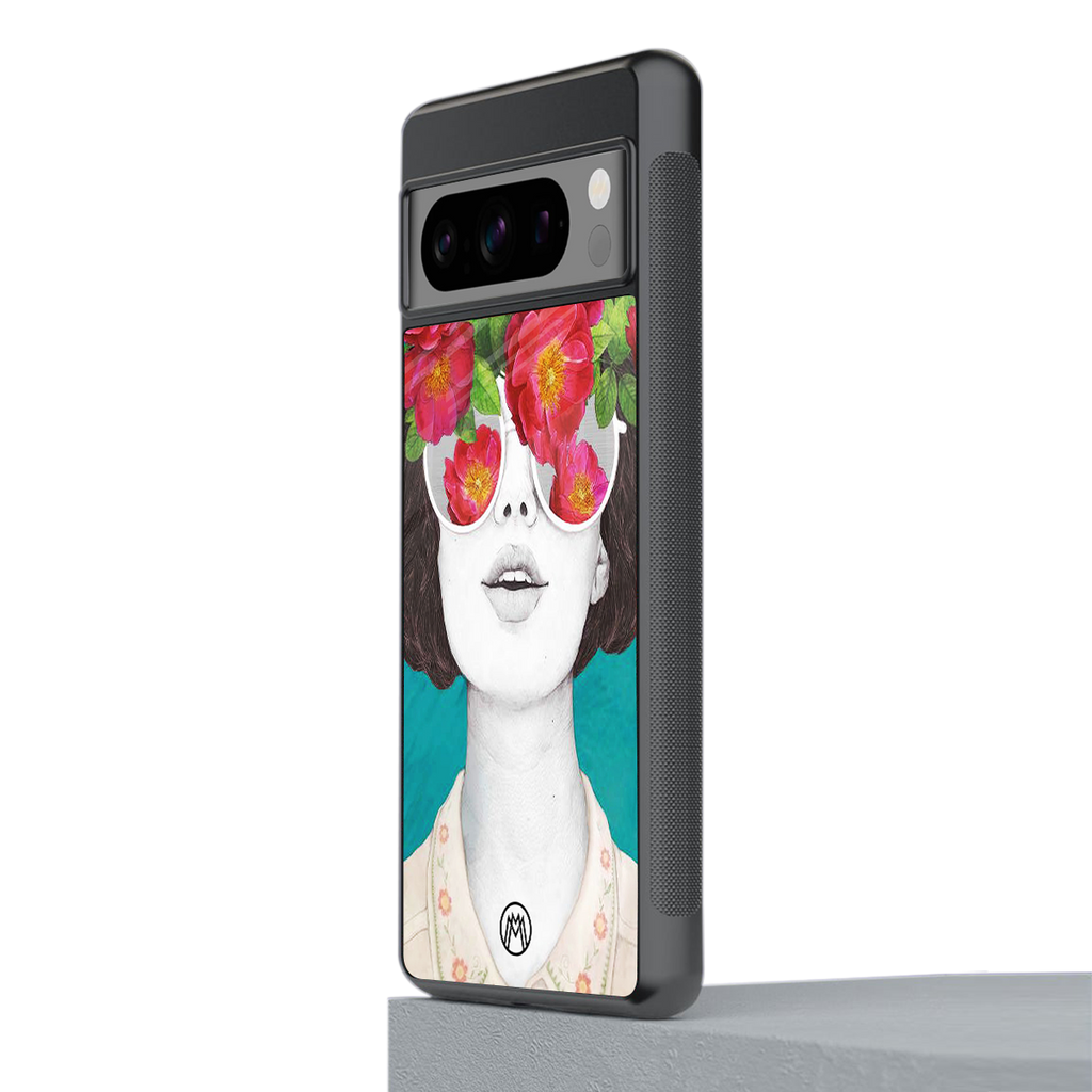 flowery eyes back phone cover | glass case for google pixel 8 pro