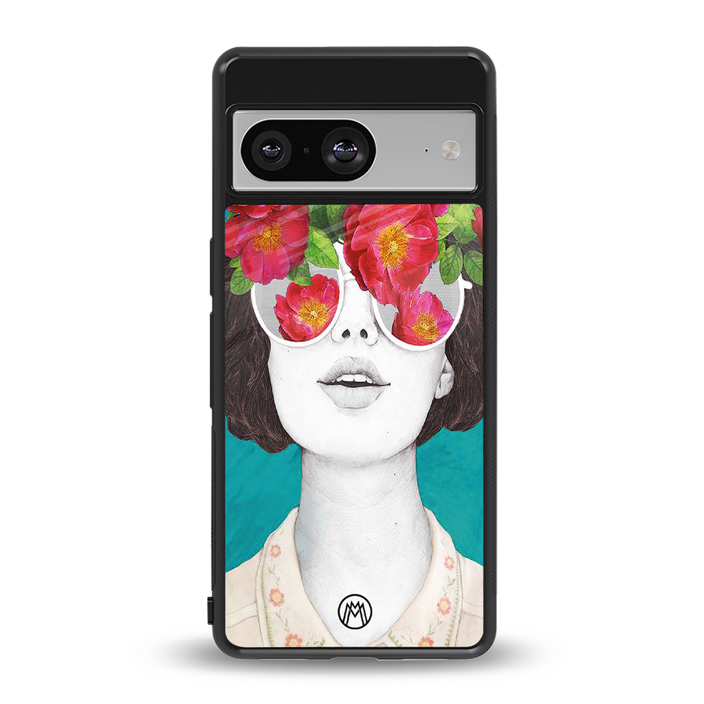 flowery eyes back phone cover | glass case for Google Pixel 8
