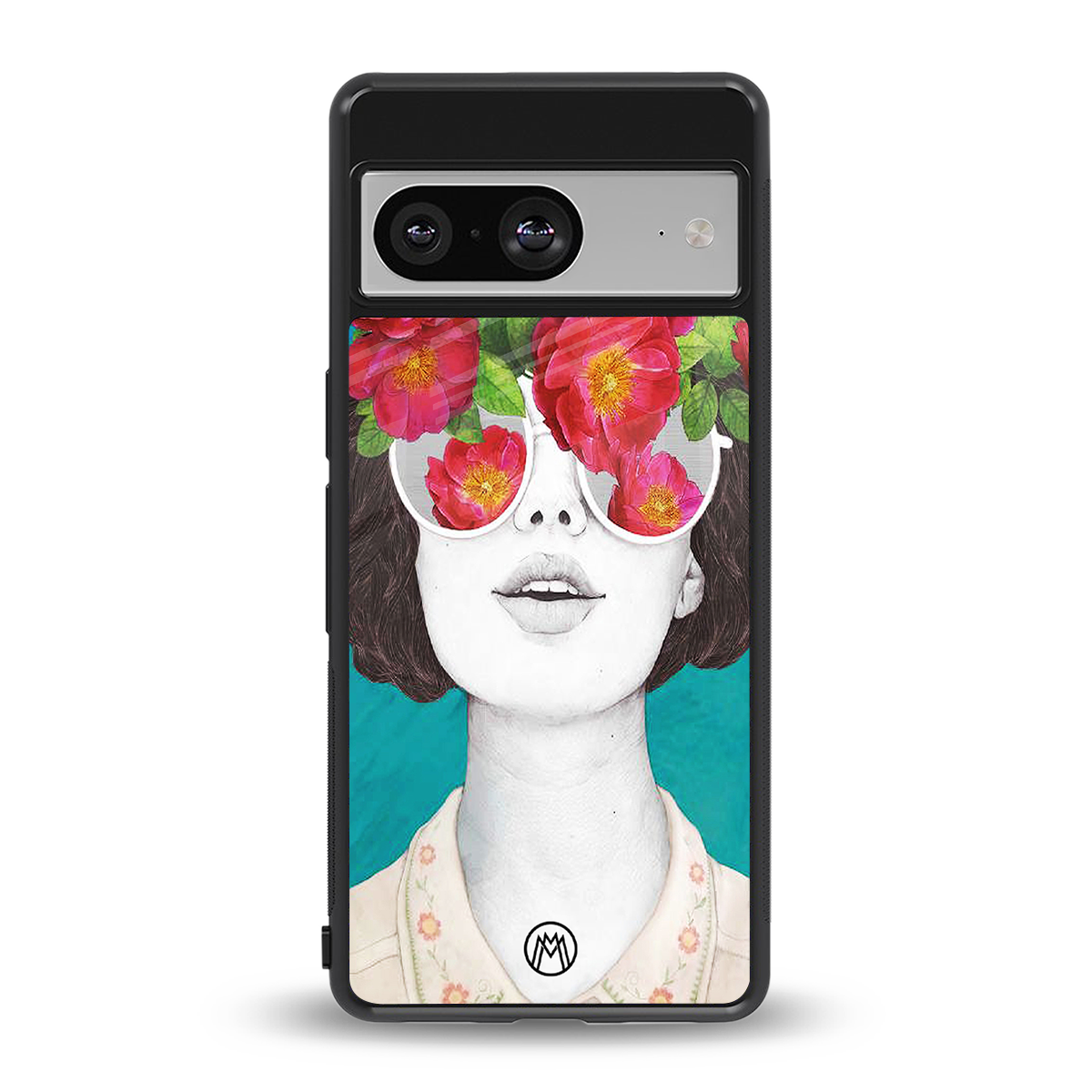 flowery eyes back phone cover | glass case for Google Pixel 8