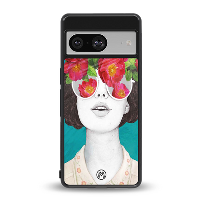 flowery eyes back phone cover | glass case for Google Pixel 8