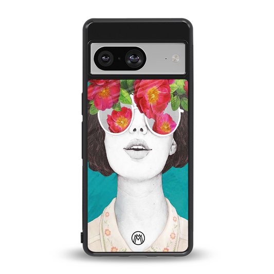 flowery eyes back phone cover | glass case for Google Pixel 8