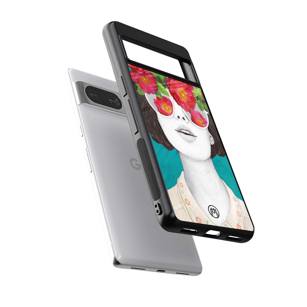 flowery eyes back phone cover | glass case for Google Pixel 8