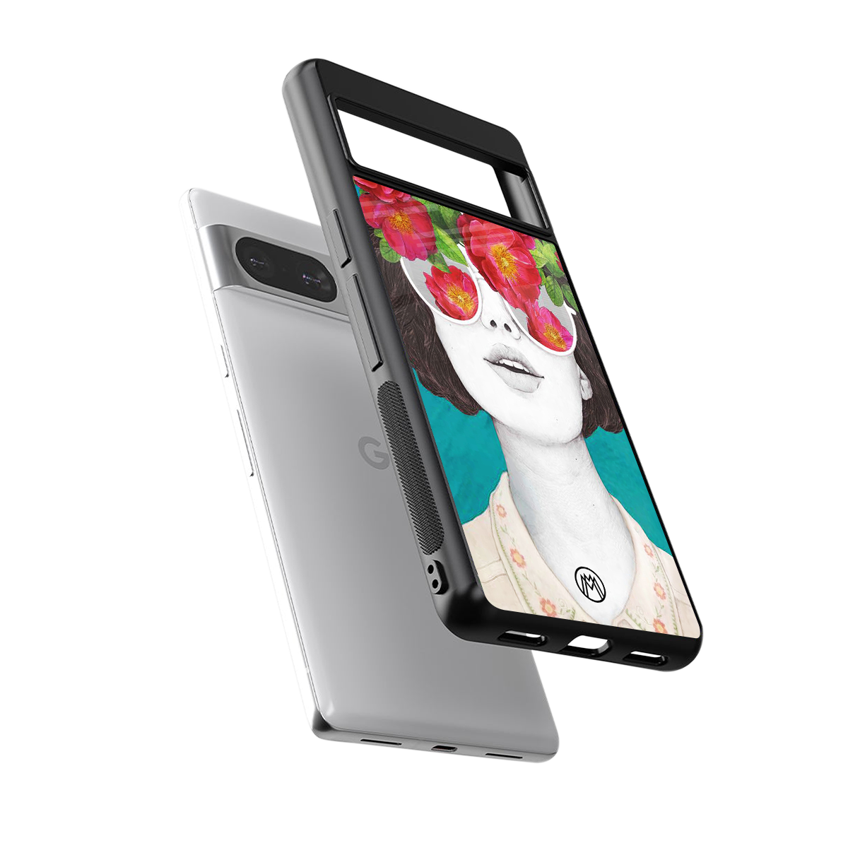 flowery eyes back phone cover | glass case for Google Pixel 8