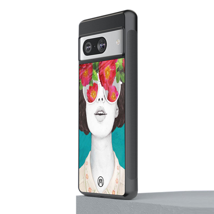 flowery eyes back phone cover | glass case for Google Pixel 8