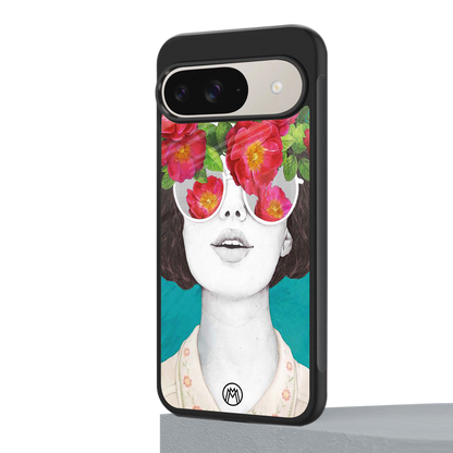flowery eyes back phone cover | glass case for google pixel 9