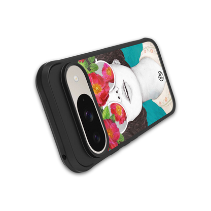 flowery eyes back phone cover | glass case for google pixel 9