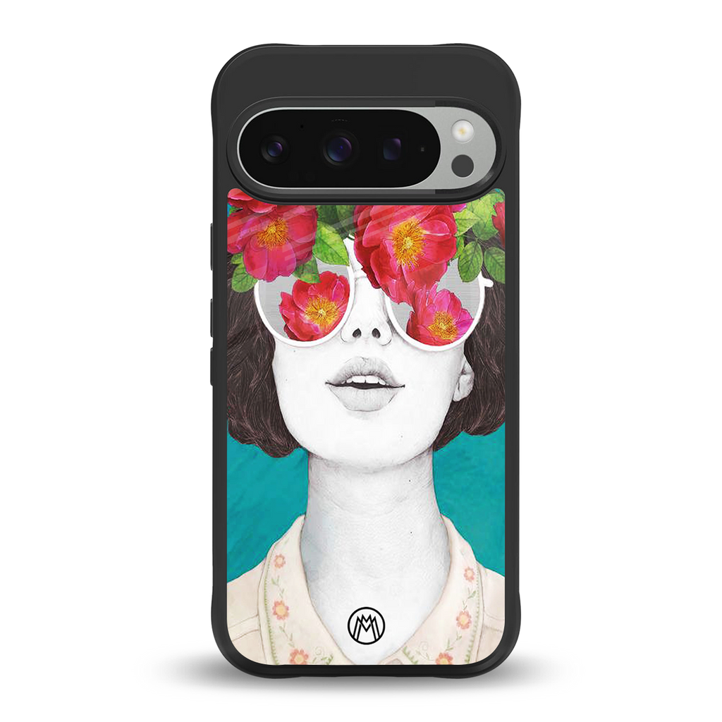 flowery eyes back phone cover | glass case for google pixel 9 pro
