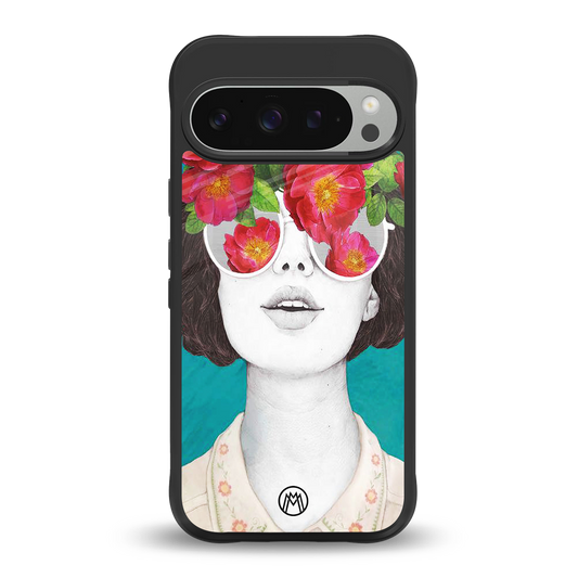 flowery eyes back phone cover | glass case for google pixel 9 pro xl