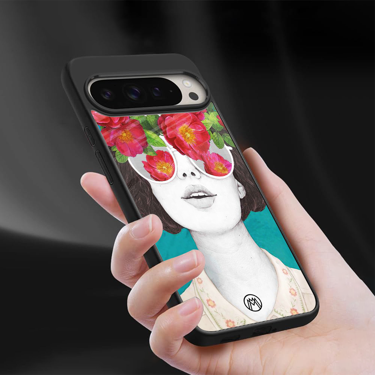 flowery eyes back phone cover | glass case for google pixel 9 pro xl