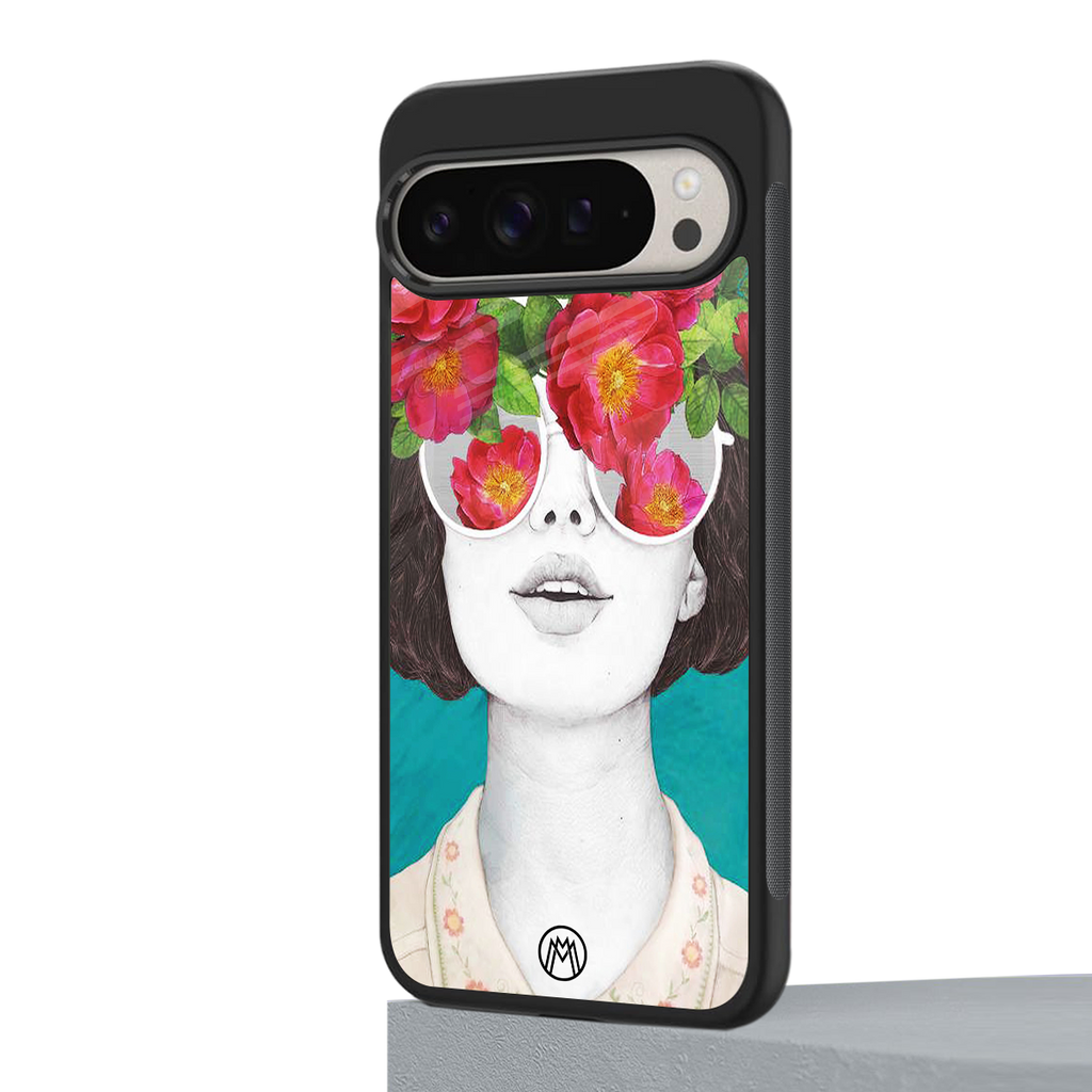 flowery eyes back phone cover | glass case for google pixel 9 pro