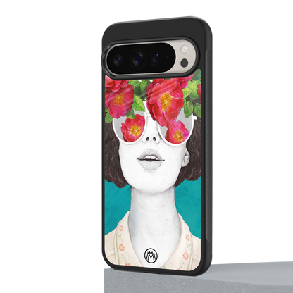 flowery eyes back phone cover | glass case for google pixel 9 pro xl