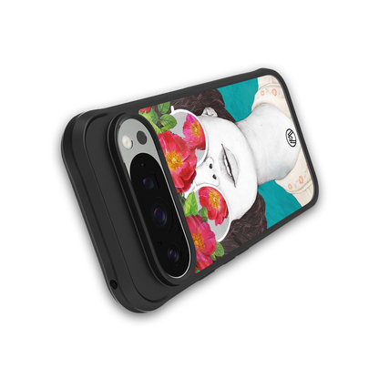 flowery eyes back phone cover | glass case for google pixel 9 pro xl