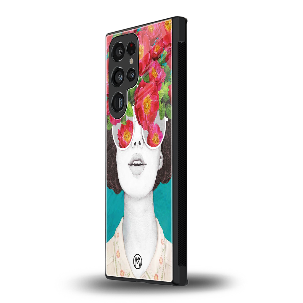 flowery eyes back phone cover | glass case for samsung galaxy s23 ultra