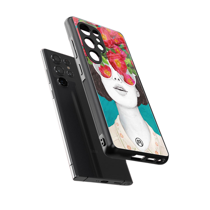 flowery eyes back phone cover | glass case for samsung galaxy s25 ultra