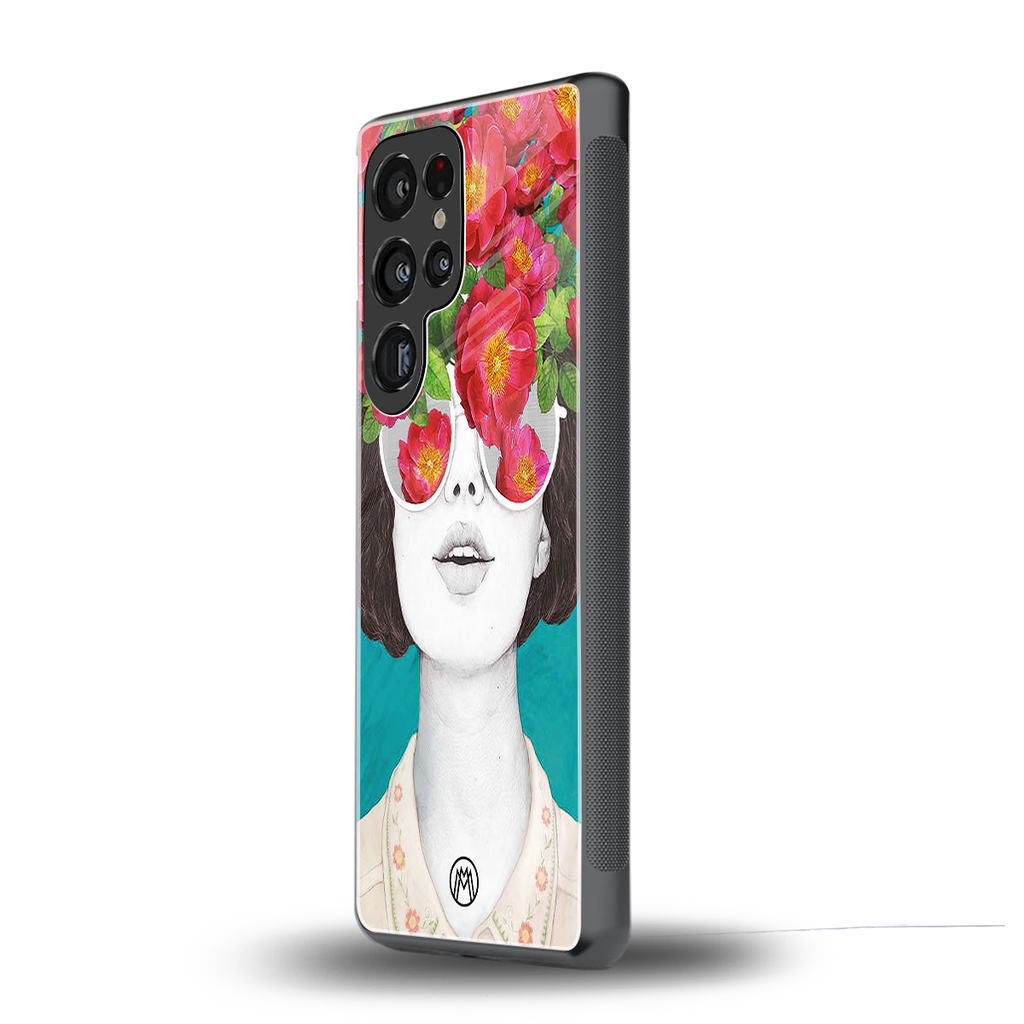 flowery eyes back phone cover | glass case for samsung galaxy s25 ultra