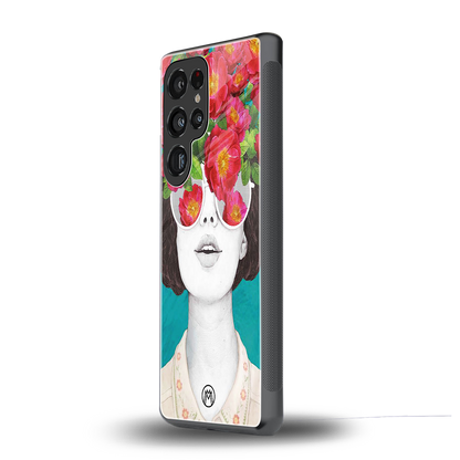 flowery eyes back phone cover | glass case for samsung galaxy s25 ultra