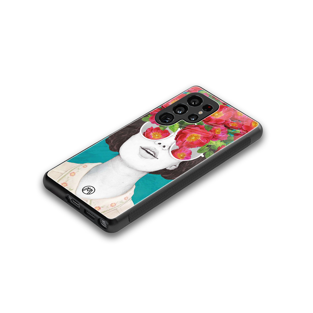 flowery eyes back phone cover | glass case for samsung galaxy s25 ultra