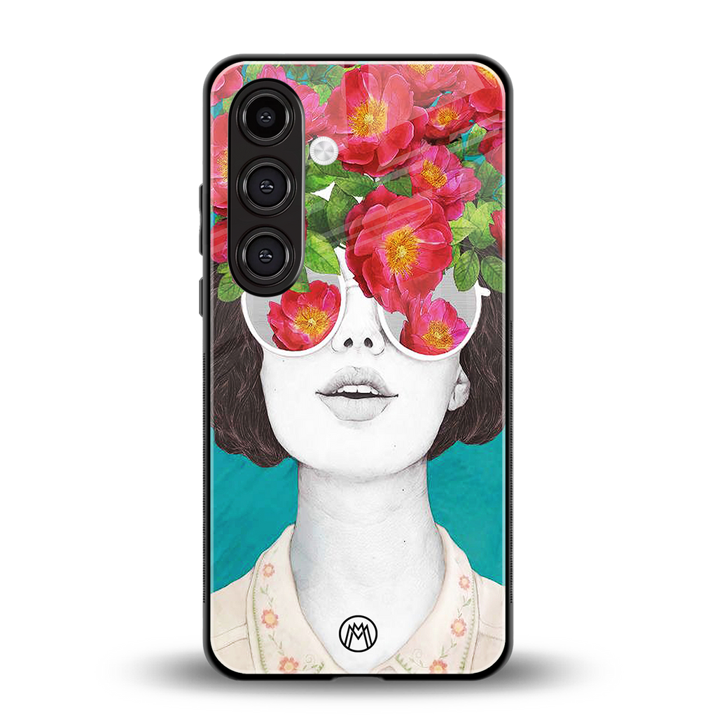 flowery eyes back phone cover | glass case for samsung galaxy s24 fe