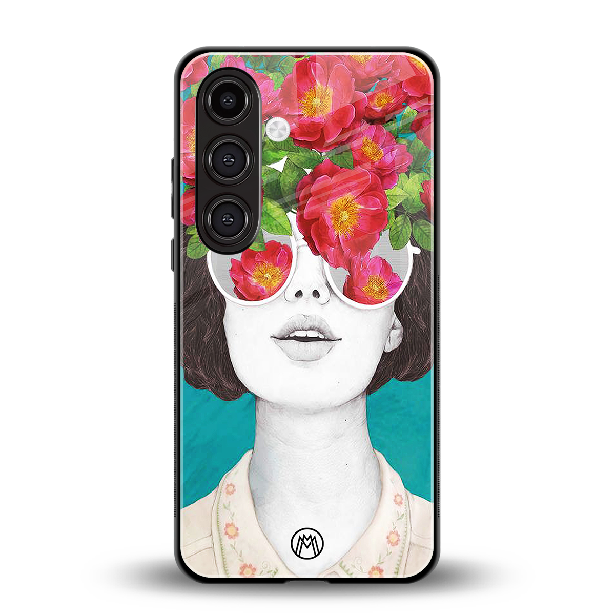 flowery eyes back phone cover | glass case for samsung galaxy s24 fe