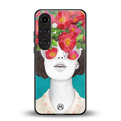 flowery eyes back phone cover | glass case for samsung galaxy s24 fe