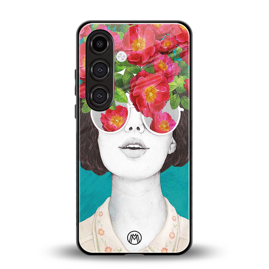 flowery eyes back phone cover | glass case for samsung galaxy s24 fe