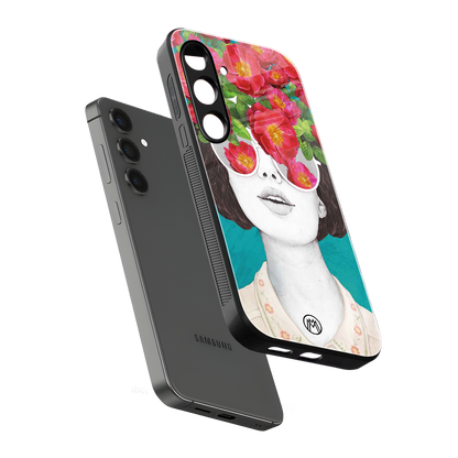 flowery eyes back phone cover | glass case for samsung galaxy s24 fe