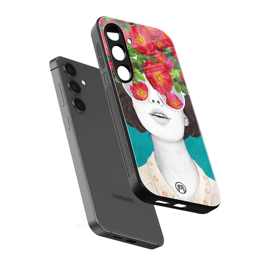 flowery eyes back phone cover | glass case for samsung galaxy s25