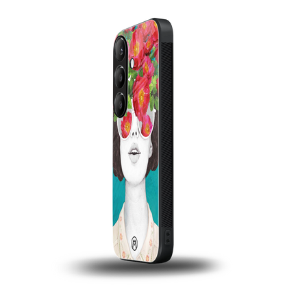 flowery eyes back phone cover | glass case for samsung galaxy s24