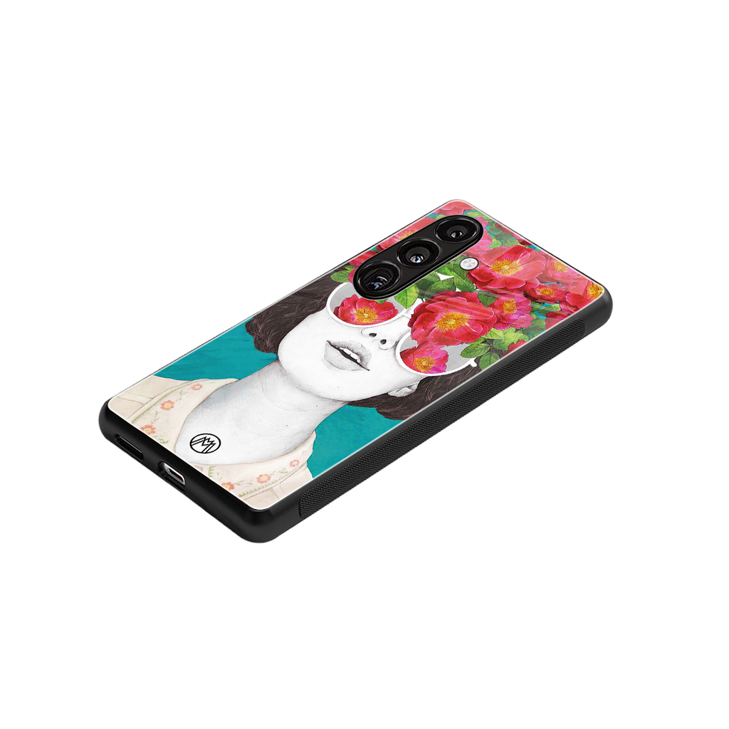 flowery eyes back phone cover | glass case for samsung galaxy s25