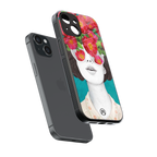 flowery eyes back phone cover | glass case for iphone 15