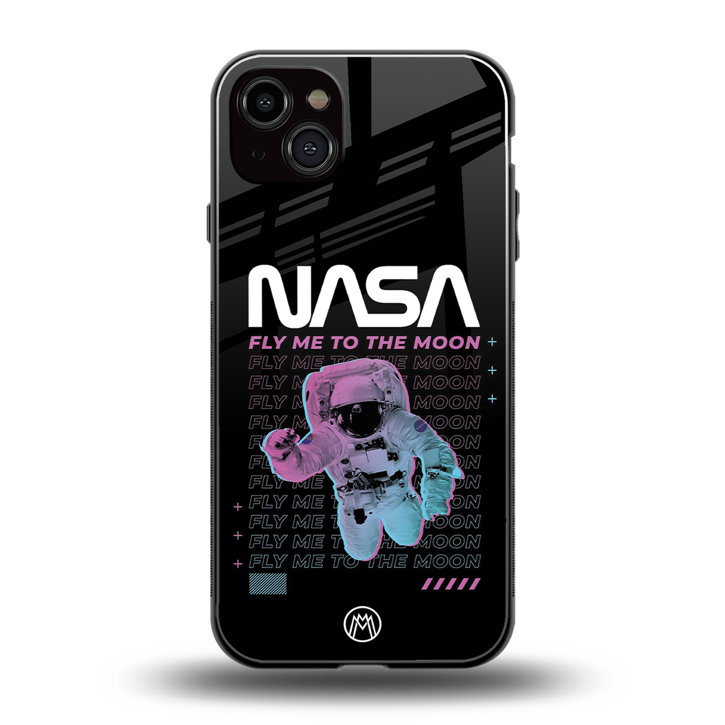 fly me to the moon back phone cover | glass case for iphone 15 plus