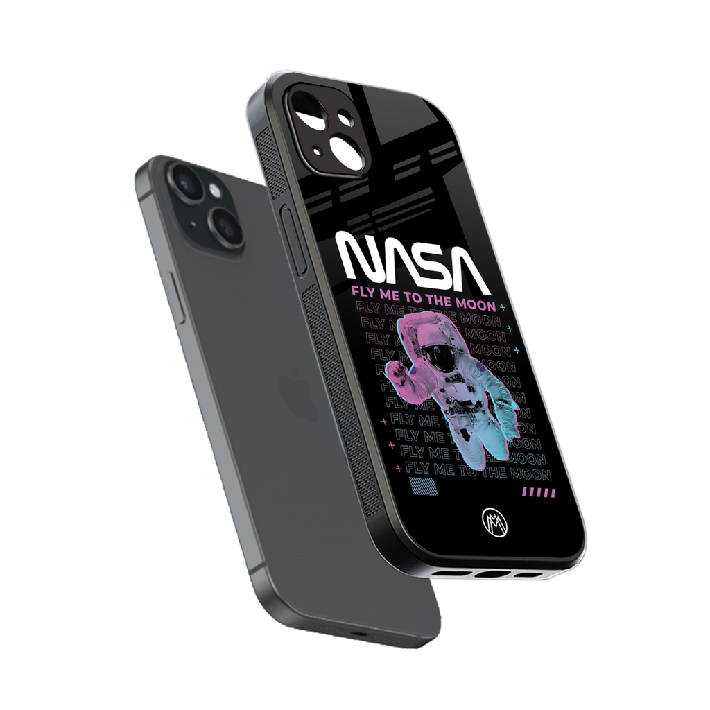 fly me to the moon back phone cover | glass case for iphone 15 plus