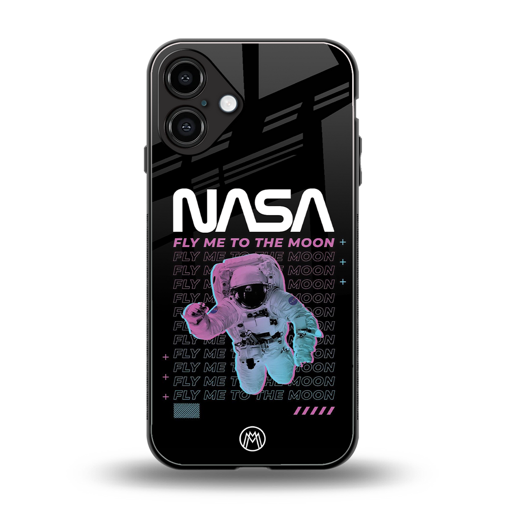 fly me to the moon back phone cover | glass case for iphone 16 plus