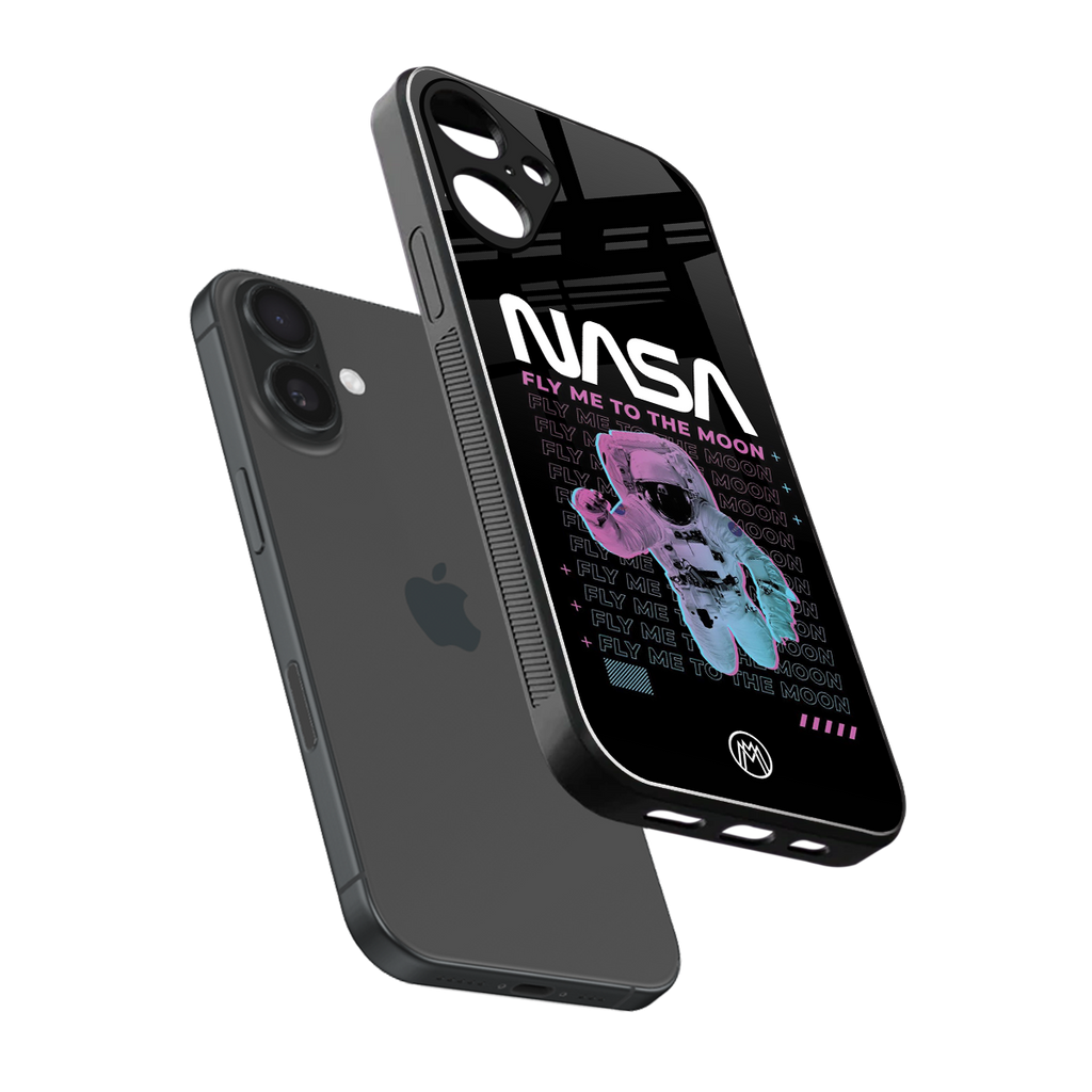 fly me to the moon back phone cover | glass case for iphone 16 plus