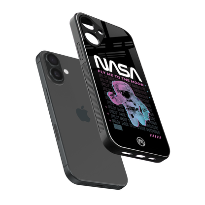 fly me to the moon back phone cover | glass case for iphone 16 plus