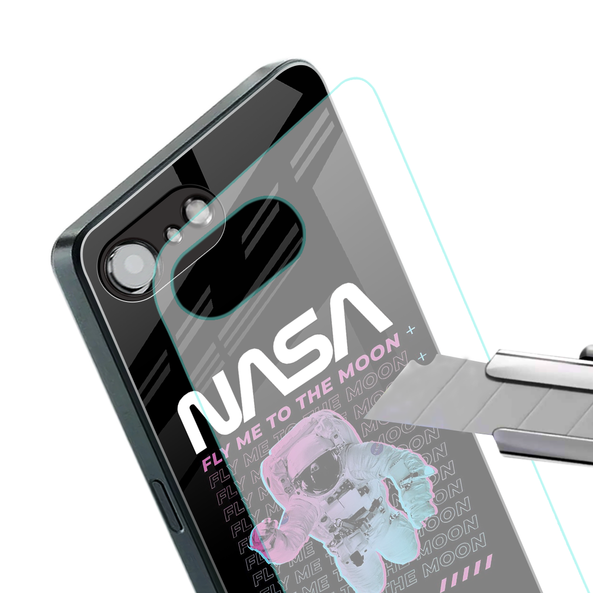 fly me to the moon back phone cover | glass case for iphone 16e