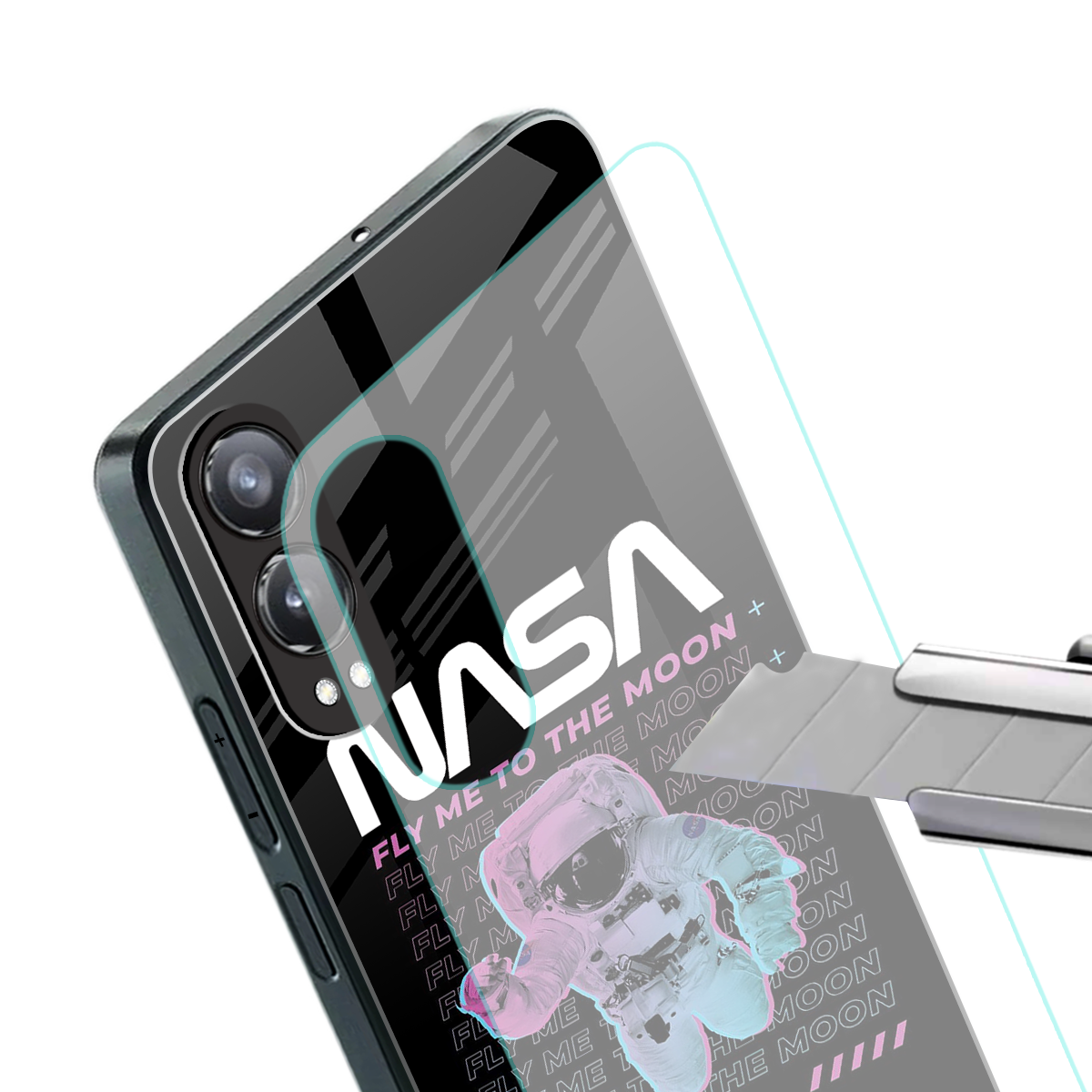 fly me to the moon back phone cover | glass case for oneplus nord ce 4 lite