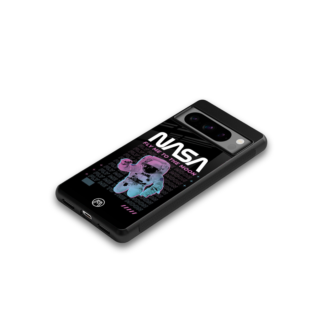 fly me to the moon back phone cover | glass case for google pixel 8 pro