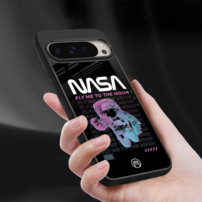 fly me to the moon back phone cover | glass case for google pixel 9 pro
