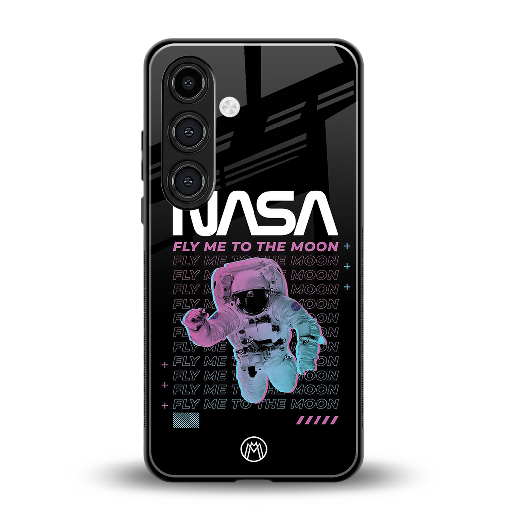 fly me to the moon back phone cover | glass case for samsung galaxy s24 fe