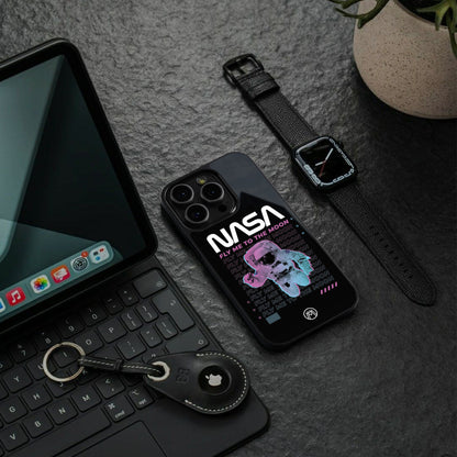 fly me to the moon back phone cover | glass case for iphone 16 pro