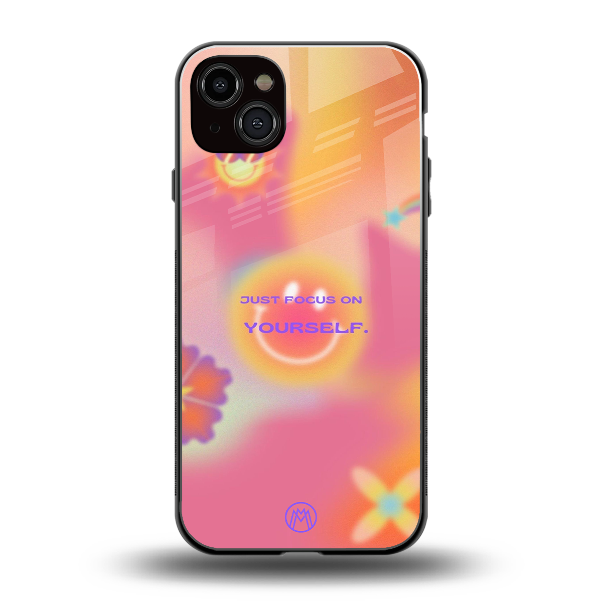 focus on yourself back phone cover | glass case for iphone 15 plus