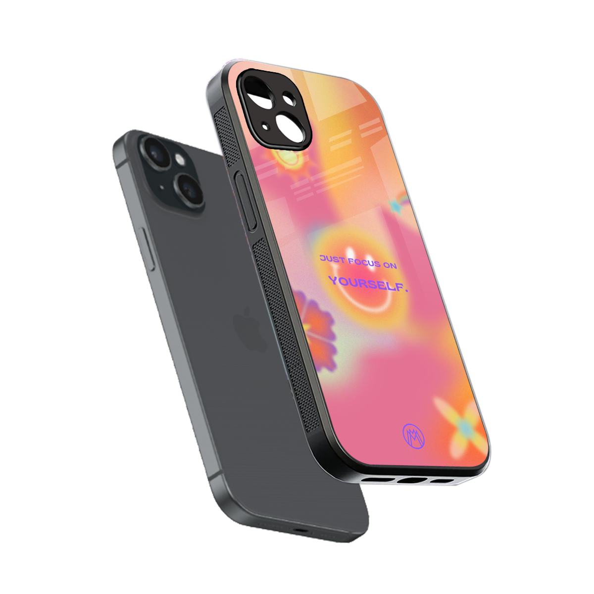 focus on yourself back phone cover | glass case for iphone 15 plus