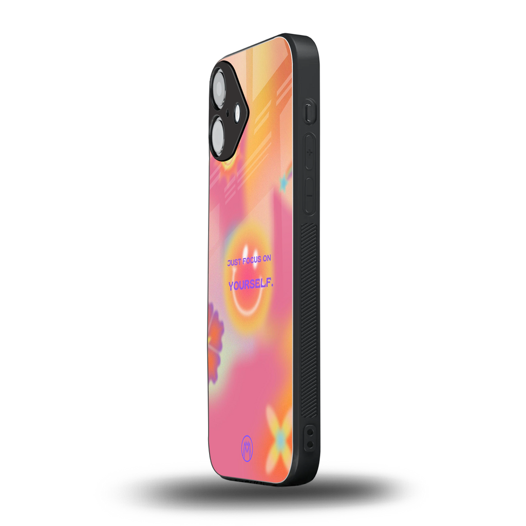 focus on yourself back phone cover | glass case for iphone 16 plus
