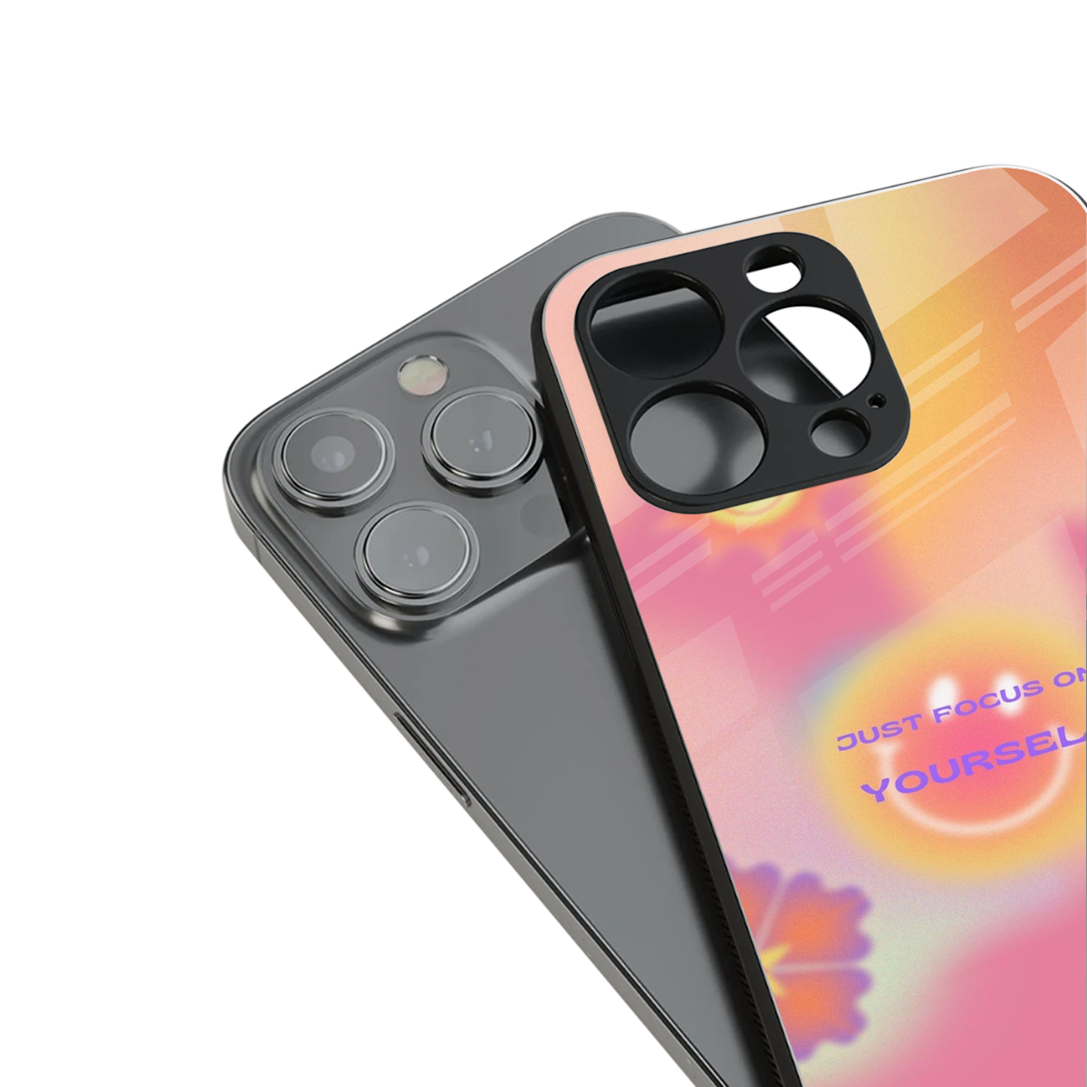focus on yourself back phone cover | glass case for iphone 14 pro