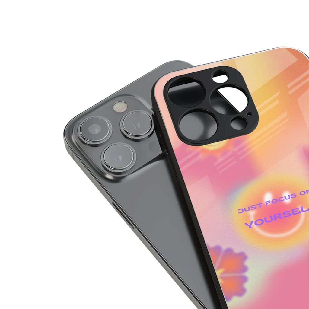 focus on yourself back phone cover | glass case for iphone 15 pro max