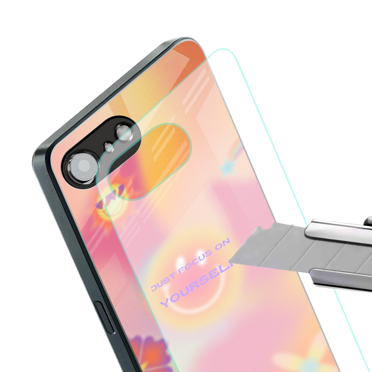 focus on yourself back phone cover | glass case for iphone 16e